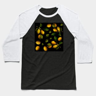 Lemon watercolor dark pattern Baseball T-Shirt